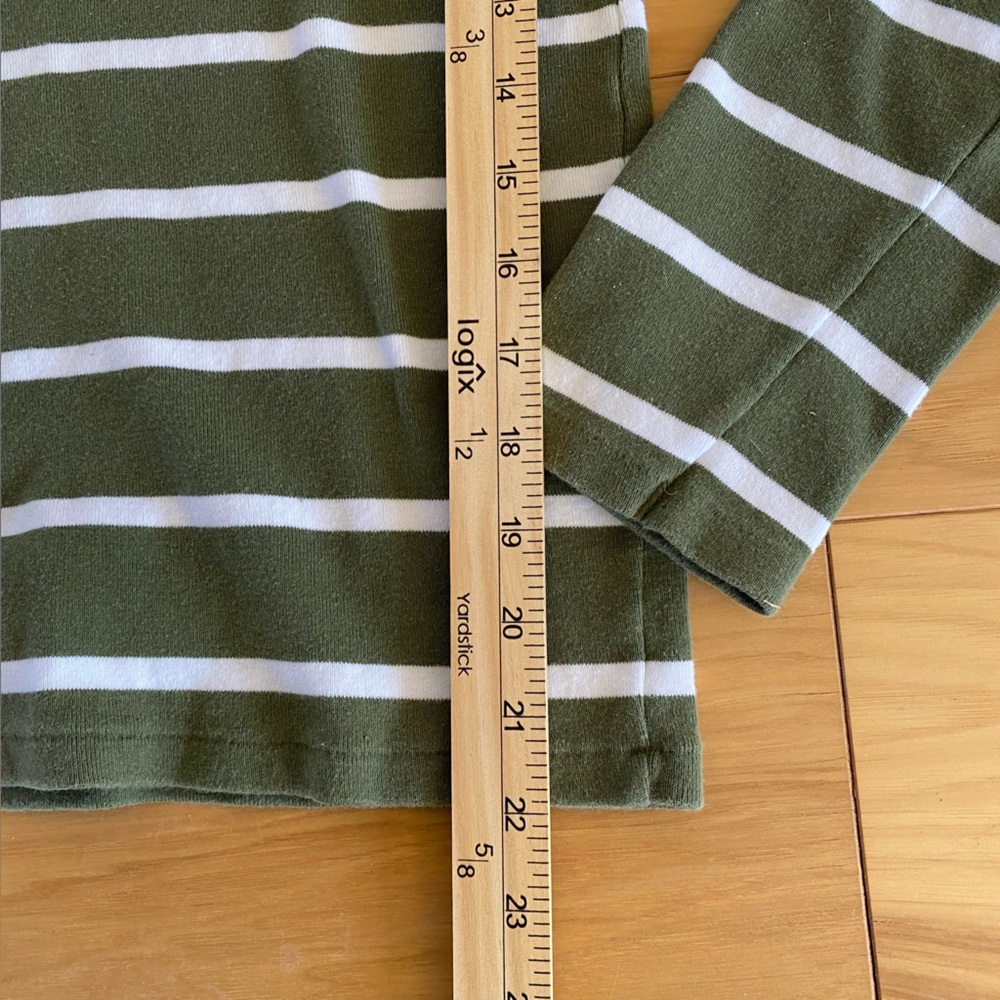 Ralph Lauren Sport Cotton Green/White Stripe Long Sleeve T-Shirt Classic Comfort - Picture 5 of 6